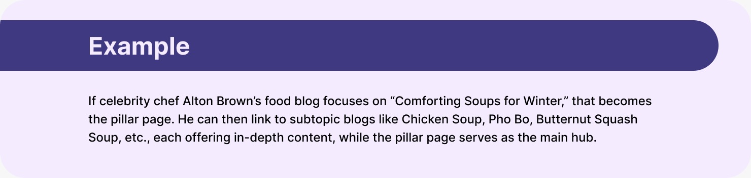 Example of a small business blog strategy using a soup pillar page by Alton Brown, showing effective small business blogging and affordable SEO.